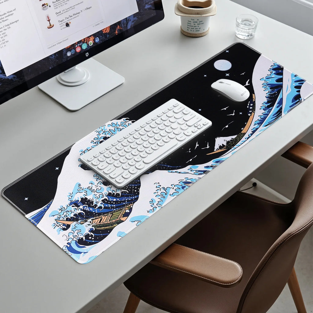 Gaming Mouse Pad,Mouse Pad 31.5X11.8Inch Large Extended Computer Mouse Mat Keyboard Full Desk Mousepad for Gaming, Office, Wave of Kanagawa