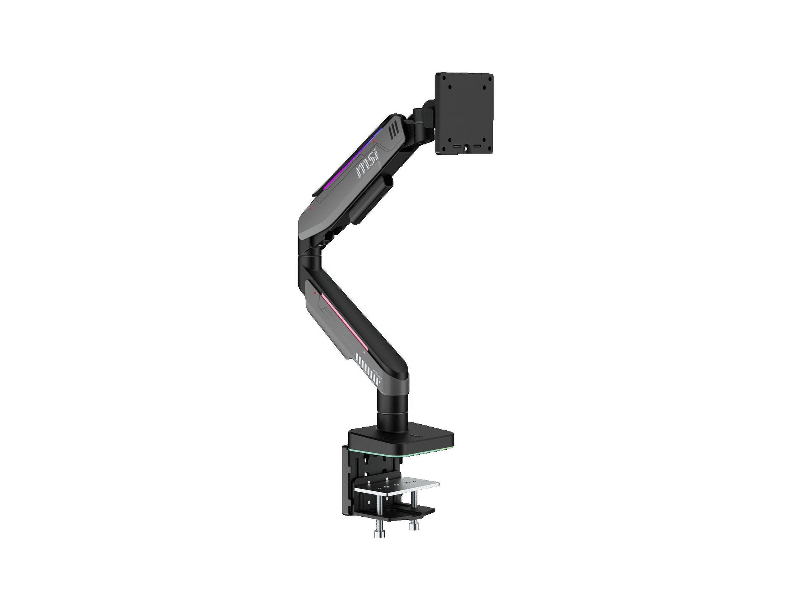 MPG MT201R - Premium RGB Single Monitor Stand Arm, Supports 17-49" Screens and 44 Lbs, VESA Compatible, Adjustable Heavy Duty Gas Spring Mount, Clamp & Grommet, Quick Release Plate - Gray