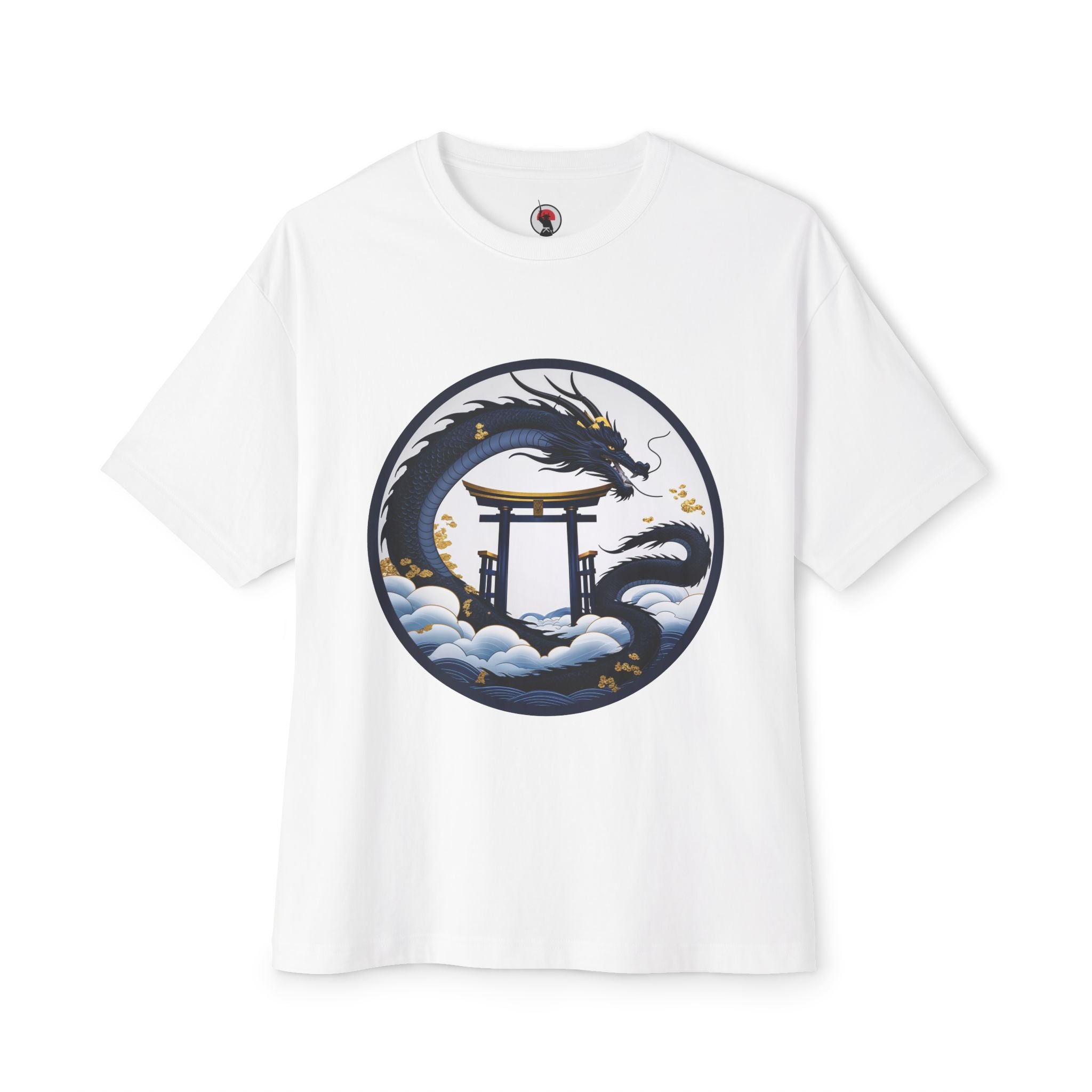 Dragon Shrine Oversized Tee — Japanese Ukiyo-e Dragon Torii Graphic Boxy T-Shirt