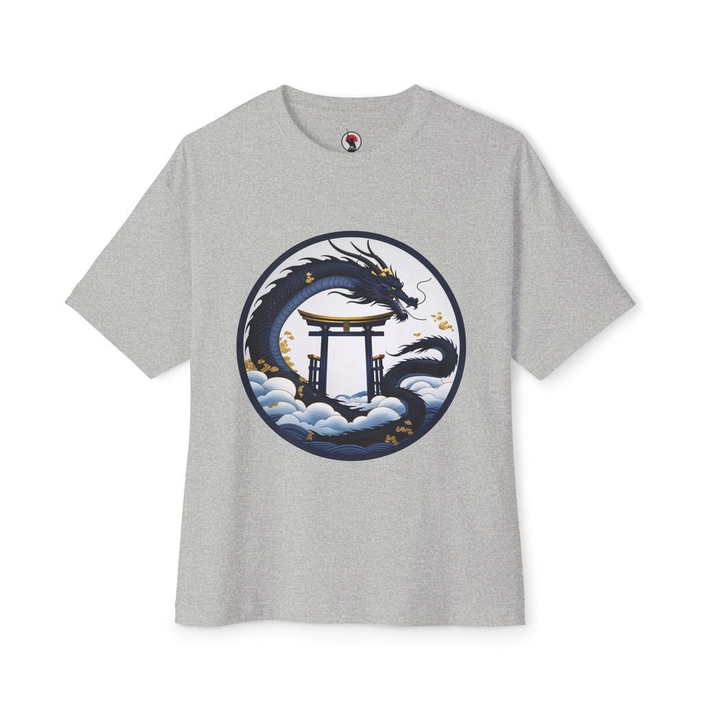 Dragon Shrine Oversized Tee — Japanese Ukiyo-e Dragon Torii Graphic Boxy T-Shirt