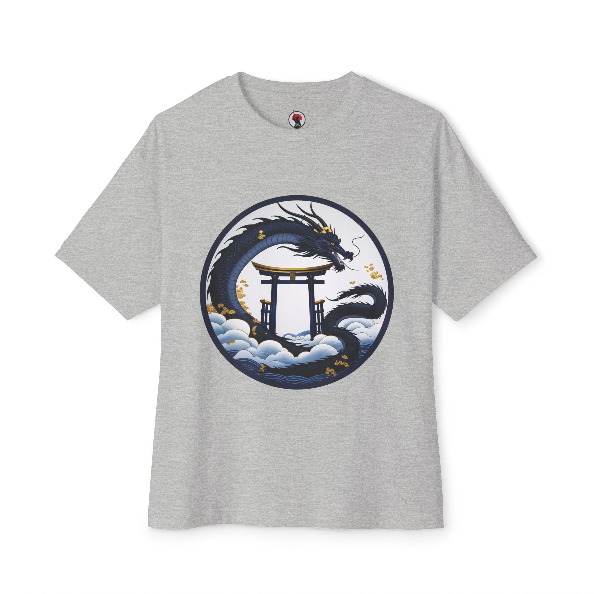 Dragon Shrine Oversized Tee — Japanese Ukiyo-e Dragon Torii Graphic Boxy T-Shirt