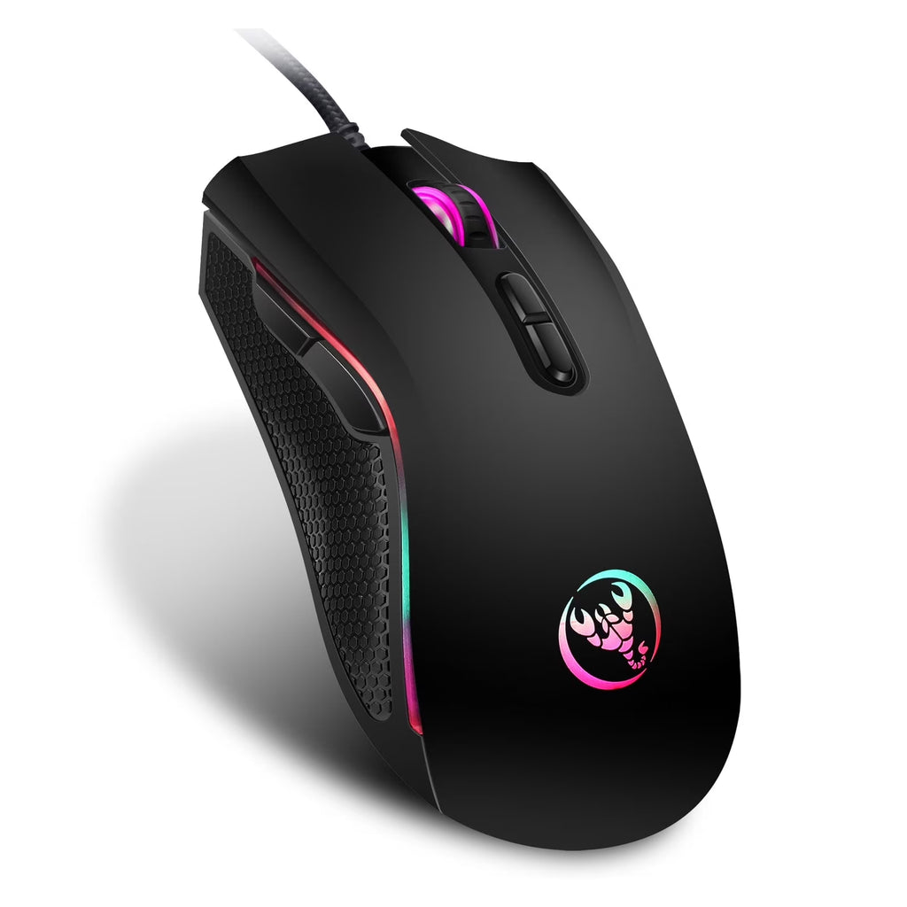 Gaming Mouse Wired, USB Computer Mouse with 4 Adjustable DPI, RGB Backlit LED, Side Buttons, Ergonomic Optical Mice for PC, Laptop, Windows, Mac, Vista, Linux, Gamer