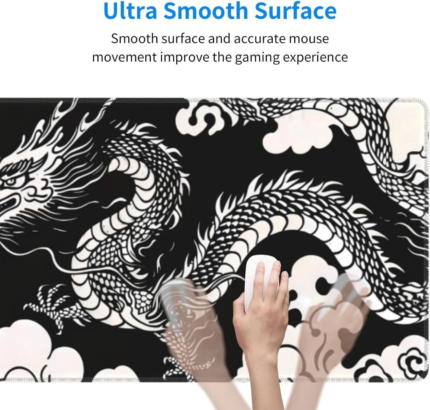 Gaming Mouse Pad Desk Pad,Extended Big Mouse Pad,31.5X11.8 Inch Long Computer Keyboard Mouse Mat Mousepad with 3Mm Non-Slip Base and Stitched Edge for Gaming and Office\U2026 (Loong)