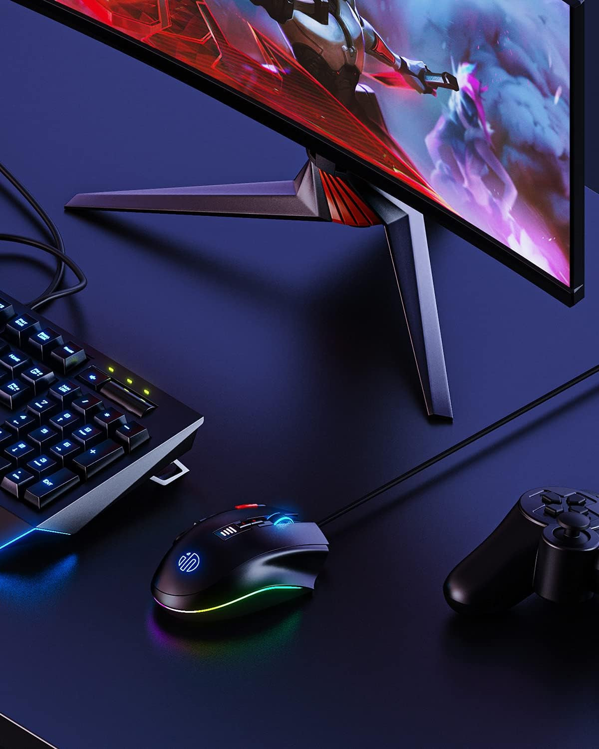 Wired RGB Gaming Mouse, High Performance USB Ergonomic Computer Mouse, 12 Programmable Buttons, 5000 DPI Optical, Chroma LED Backlight, Adjustable Weight MMO Gamer Mice for PC Desktop