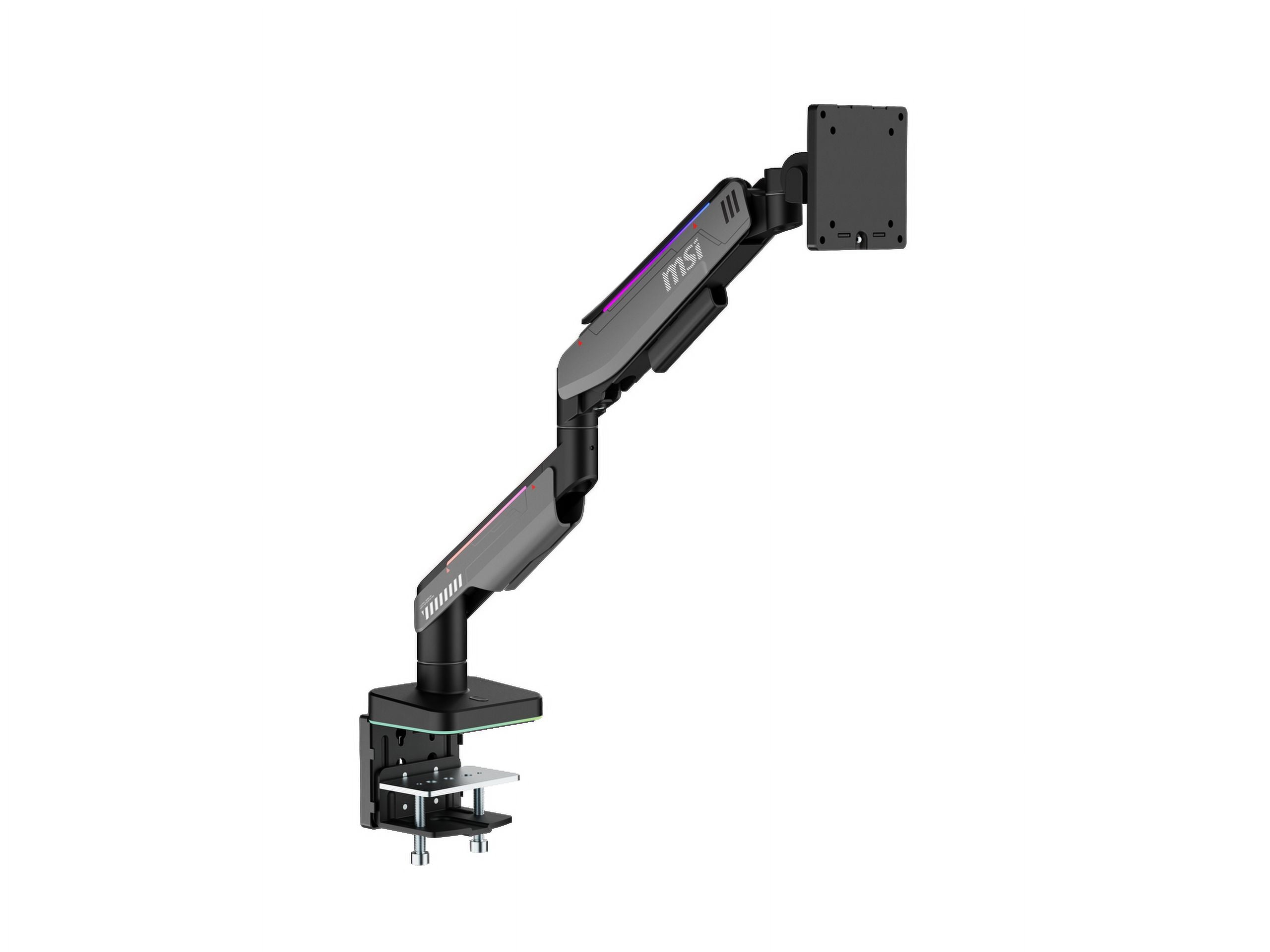 MPG MT201R - Premium RGB Single Monitor Stand Arm, Supports 17-49" Screens and 44 Lbs, VESA Compatible, Adjustable Heavy Duty Gas Spring Mount, Clamp & Grommet, Quick Release Plate - Gray