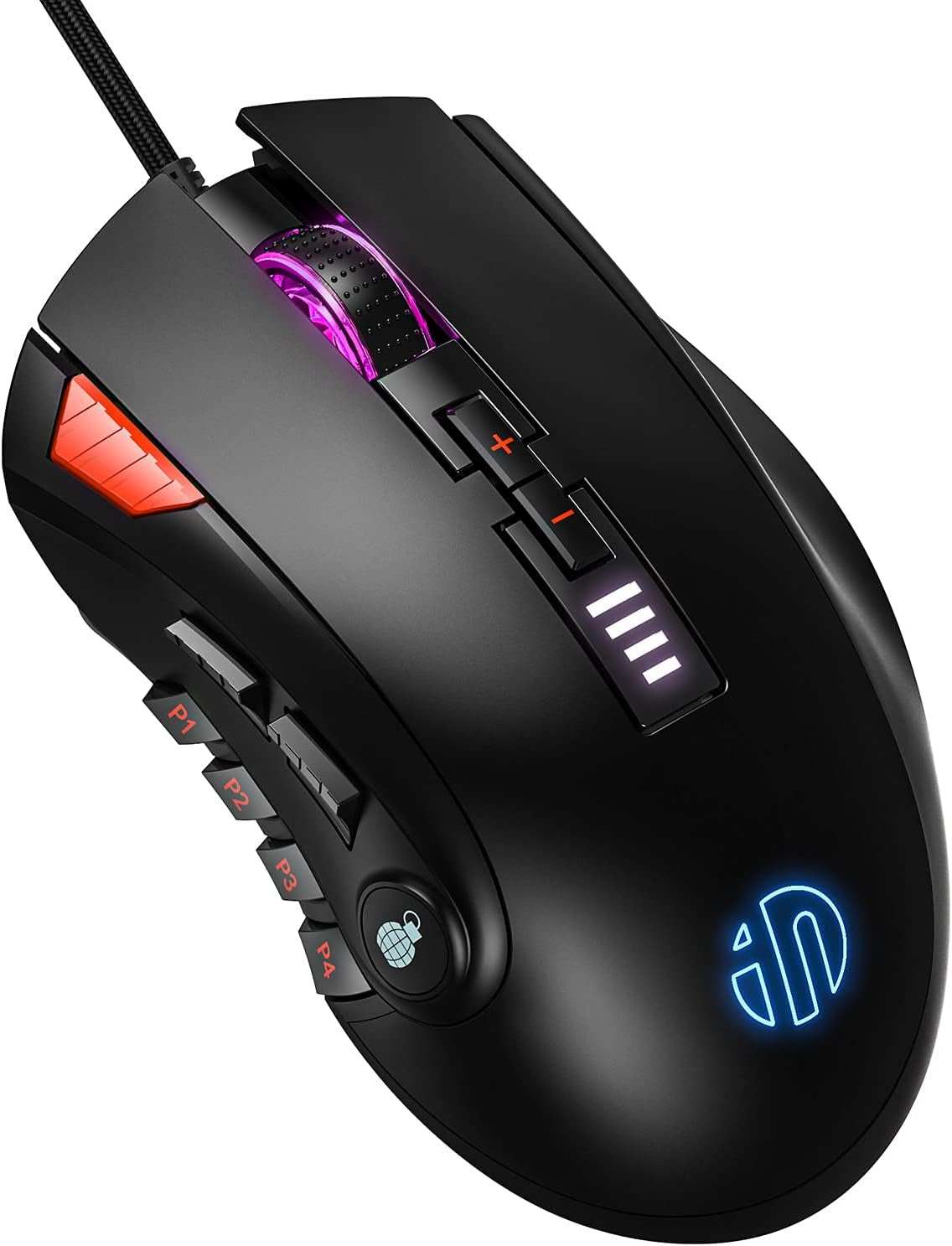 Wired RGB Gaming Mouse, High Performance USB Ergonomic Computer Mouse, 12 Programmable Buttons, 5000 DPI Optical, Chroma LED Backlight, Adjustable Weight MMO Gamer Mice for PC Desktop