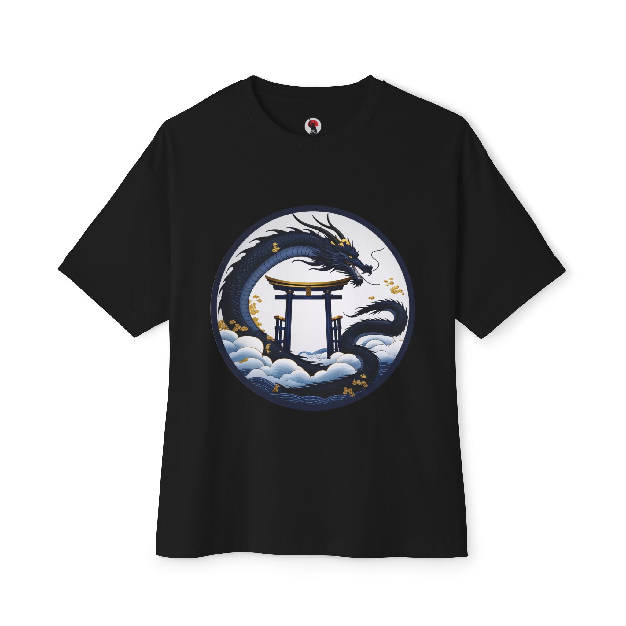 Dragon Shrine Oversized Tee — Japanese Ukiyo-e Dragon Torii Graphic Boxy T-Shirt