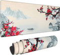 Sakura Watercolour Cherry Blossom Gaming Mouse Pad 31.5×11.8Inch with Stitched Edges Extended Waterproof Desk Pads Non-Slip Rubber Base Large Keyboard Mat Computer Game Mousepad for Work/Office/Home