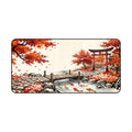 Autumn Japanese Garden Desk Mat — Koi Pond & Torii Desk Pad