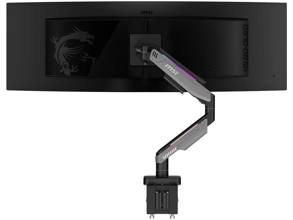 MPG MT201R - Premium RGB Single Monitor Stand Arm, Supports 17-49" Screens and 44 Lbs, VESA Compatible, Adjustable Heavy Duty Gas Spring Mount, Clamp & Grommet, Quick Release Plate - Gray