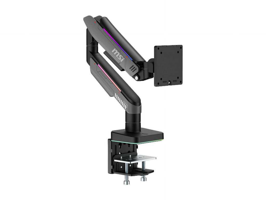 MPG MT201R - Premium RGB Single Monitor Stand Arm, Supports 17-49" Screens and 44 Lbs, VESA Compatible, Adjustable Heavy Duty Gas Spring Mount, Clamp & Grommet, Quick Release Plate - Gray