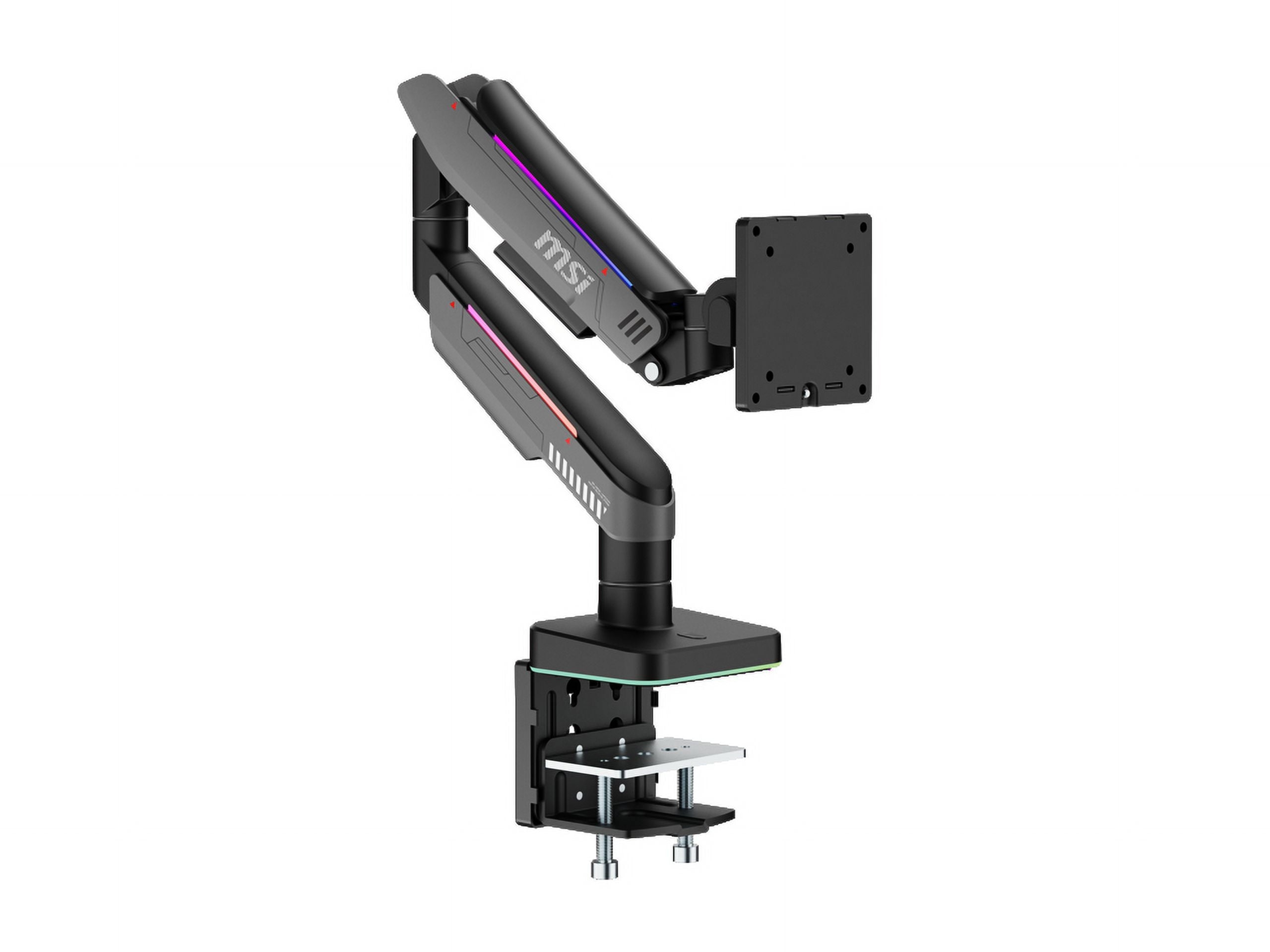 MPG MT201R - Premium RGB Single Monitor Stand Arm, Supports 17-49" Screens and 44 Lbs, VESA Compatible, Adjustable Heavy Duty Gas Spring Mount, Clamp & Grommet, Quick Release Plate - Gray
