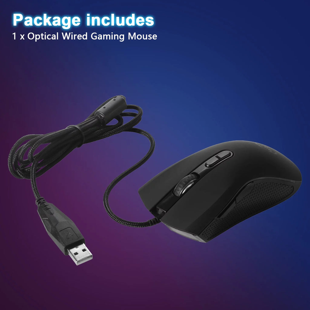 Gaming Mouse Wired, USB Computer Mouse with 4 Adjustable DPI, RGB Backlit LED, Side Buttons, Ergonomic Optical Mice for PC, Laptop, Windows, Mac, Vista, Linux, Gamer