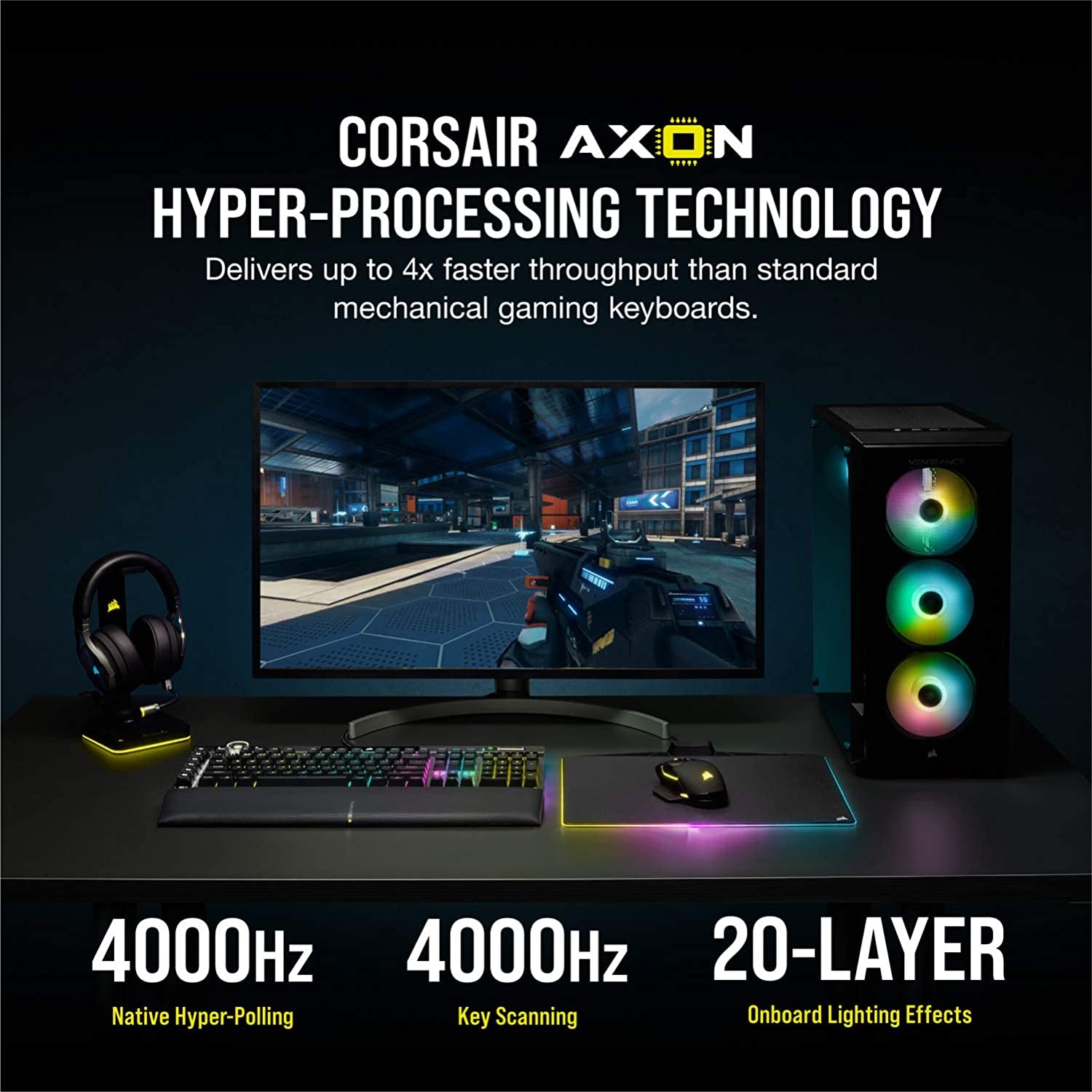 Icue Nexus Companion Touch Screen – 5” Diagonal Screen – 6 Programmable Virtual Macro Buttons + K100 RGB Mechanical Gaming Keyboard - Cherry MX Speed RGB Silver Keyswitches